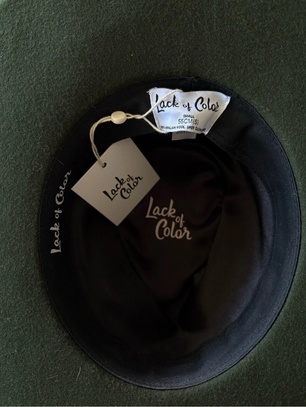 Lack Of Color Olive Green 100% Wool Wide-Brim Western Fedora NWT